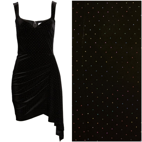 Saylor Nollie Velvet Rainbow Rhinestone Mini Dress Black Medium NWT NEW - Picture 4 of 8